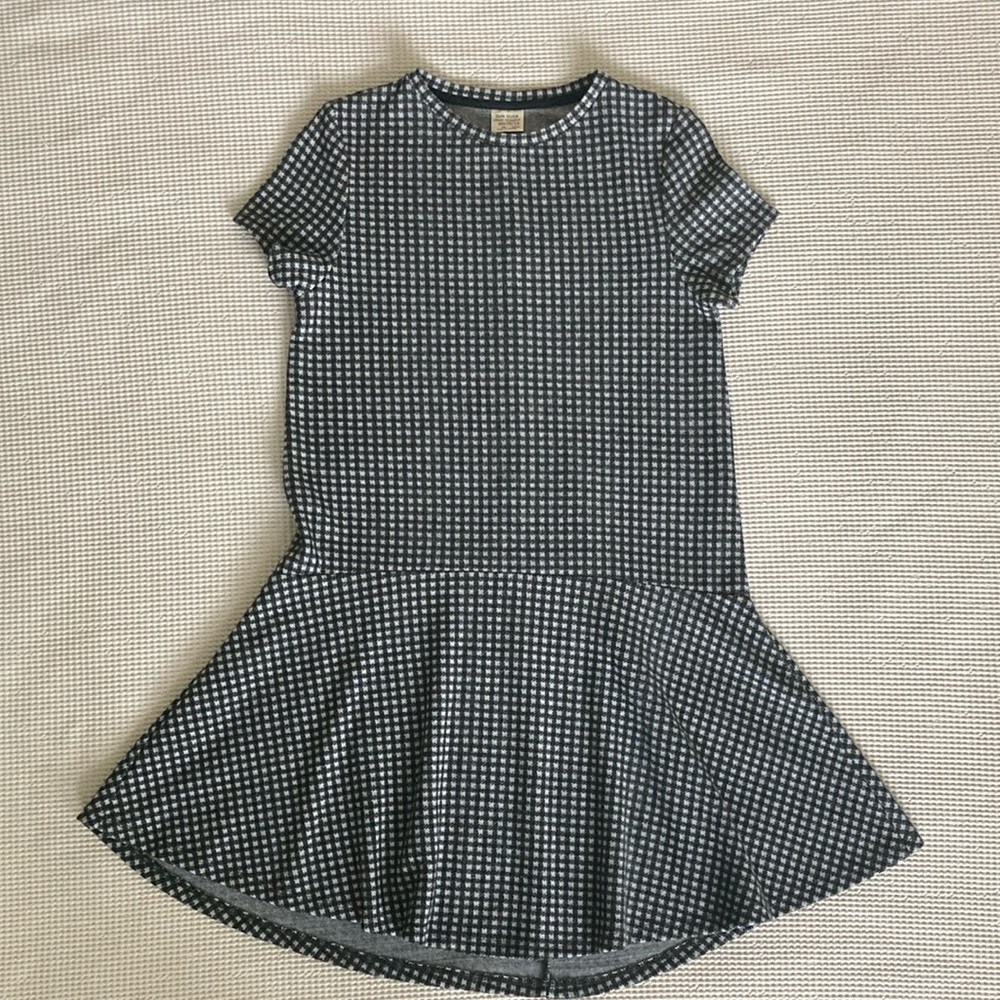 Zara Black and White Checkered Casual Kids Dress
